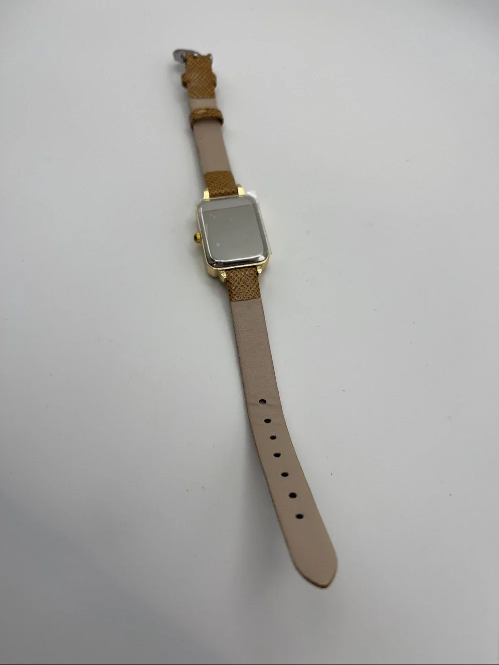 Strada Gold Rectangular Dial Watch with Brown Textured Strap